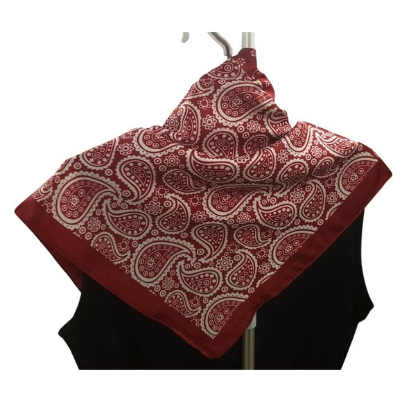 Red Patchwork Paisley Polka Dot Handkerchief Bandana 20" Retro Scarf Square - Picture 11 of 13